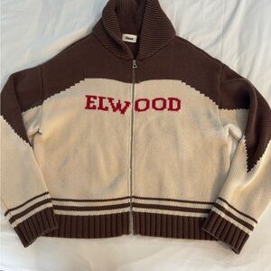 Brown and Cream Elwood Zip-Up Hoodie, sz Xl